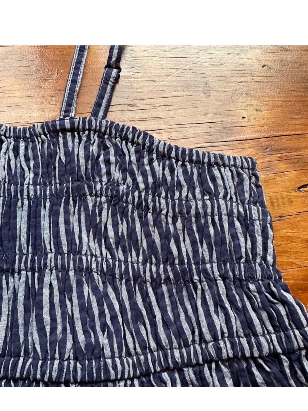 NWT a new day Navy Blue Pinstripe Spaghetti Strap Smocked MIDI Sundress - Picture 4 of 8